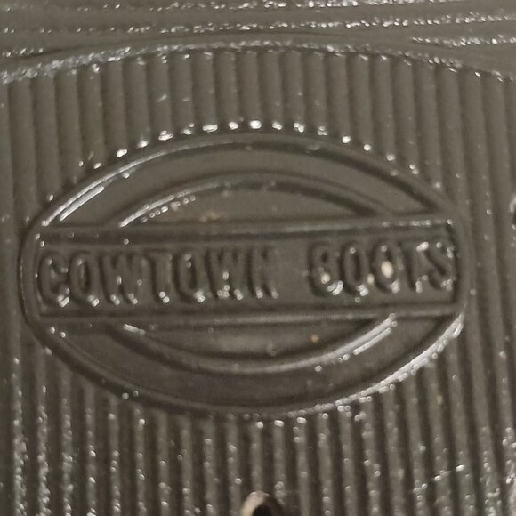 Cowtown Men’s Black Western Cowboy Boots White Embroidery Size 11.5 - Picture 14 of 15